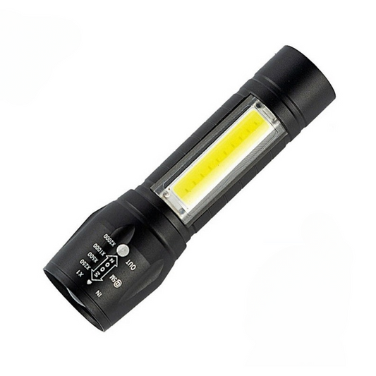Tactical 2-in-1 Zaklamp – Oplaadbaar met COB & LED | Superkrachtig, Compact en Schokbestendig
