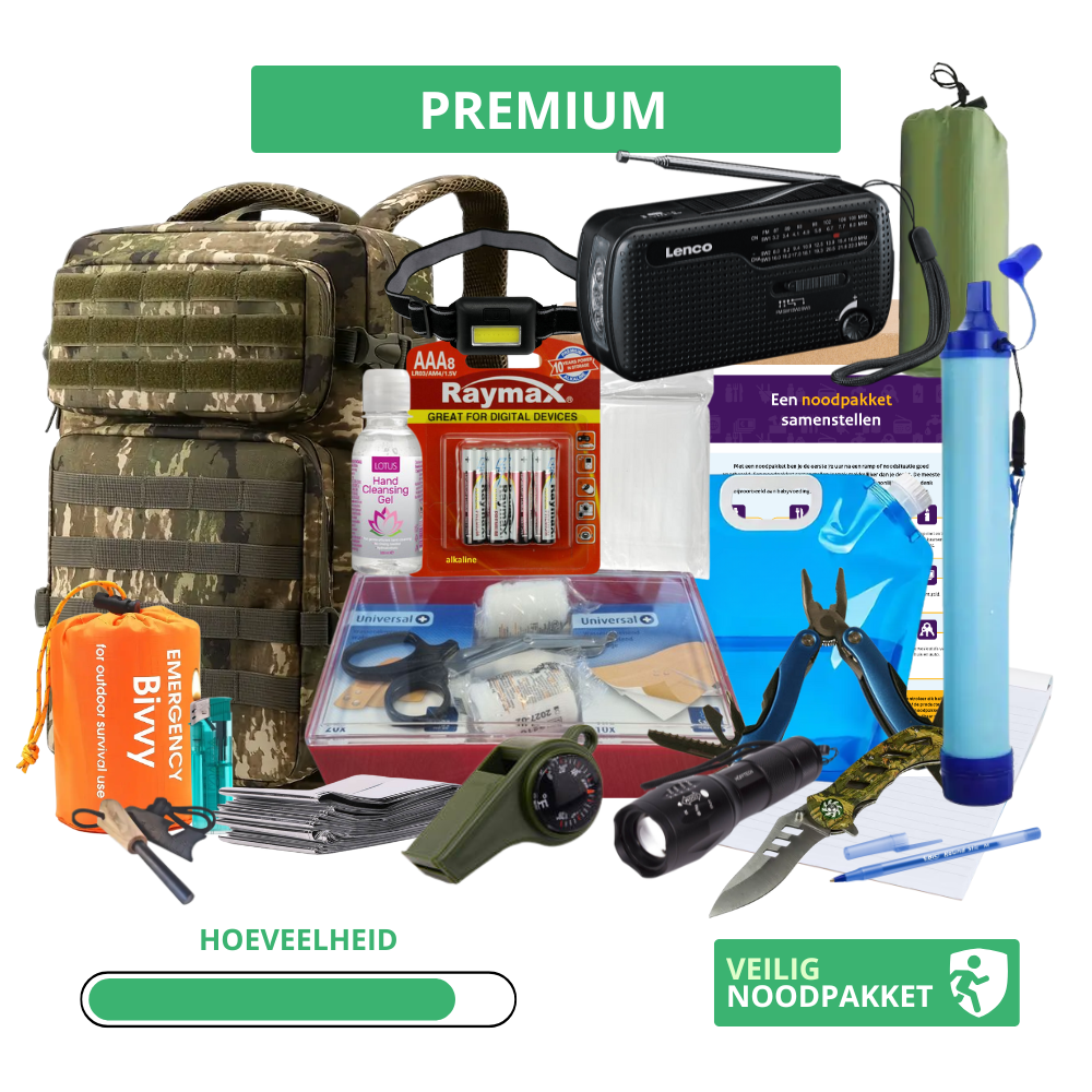 Premium Noodpakket (72 uur) – Volledige Voorbereiding voor Meerdere Dagen of Evacuatiesituaties