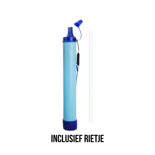 Overlevings Waterfilter Rietje – 4-traps Filtratie | Lichtgewicht & Draagbaar – Veilig Drinkwater bij Kamperen, Hiking & Noodsituaties