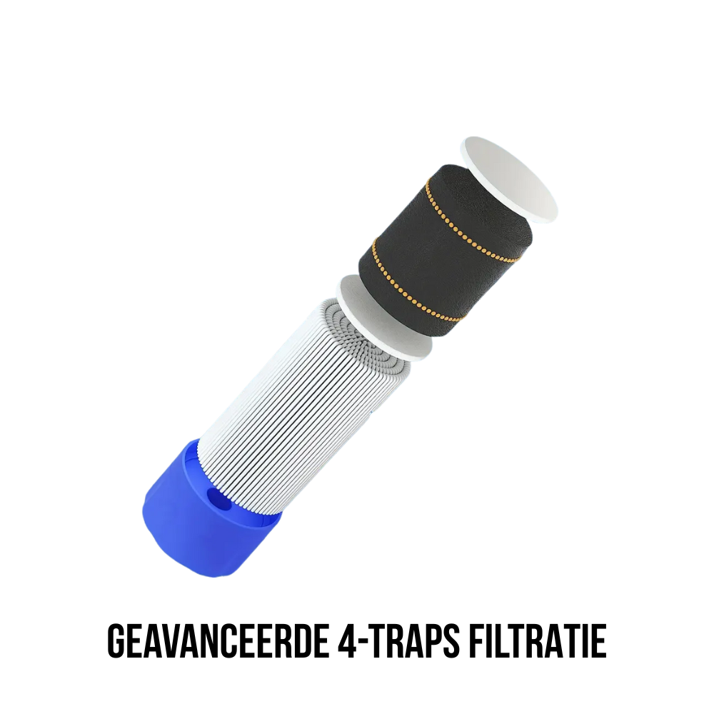 Overlevings Waterfilter Rietje – 4-traps Filtratie | Lichtgewicht & Draagbaar – Veilig Drinkwater bij Kamperen, Hiking & Noodsituaties