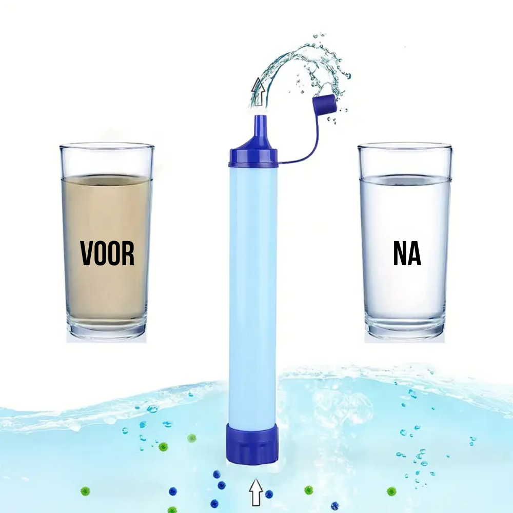 Overlevings Waterfilter Rietje – 4-traps Filtratie | Lichtgewicht & Draagbaar – Veilig Drinkwater bij Kamperen, Hiking & Noodsituaties
