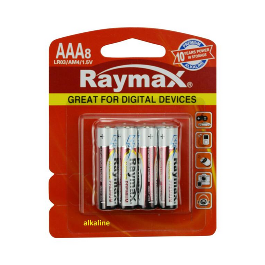 Raymax AAA Batterijen LR03 – Alkaline 1,5V | Set van 8 Stuks – Betrouwbare Energie voor Dagelijks Gebruik