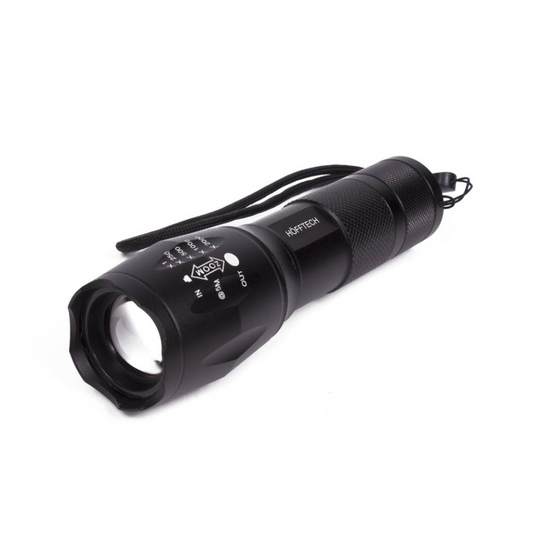 Tactical Superbeam Zaklamp 5W – Aluminium | 5 Lichtstanden & Verdedigingsfunctie
