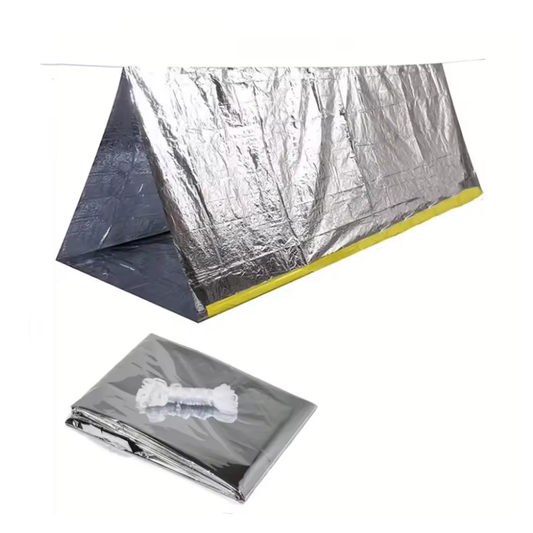 Noodtent van Aluminiumfolie – 250 x 150 cm | Lichtgewicht, Waterdicht & Warmtereflecterend – Inclusief Touw & Opbergzakje
